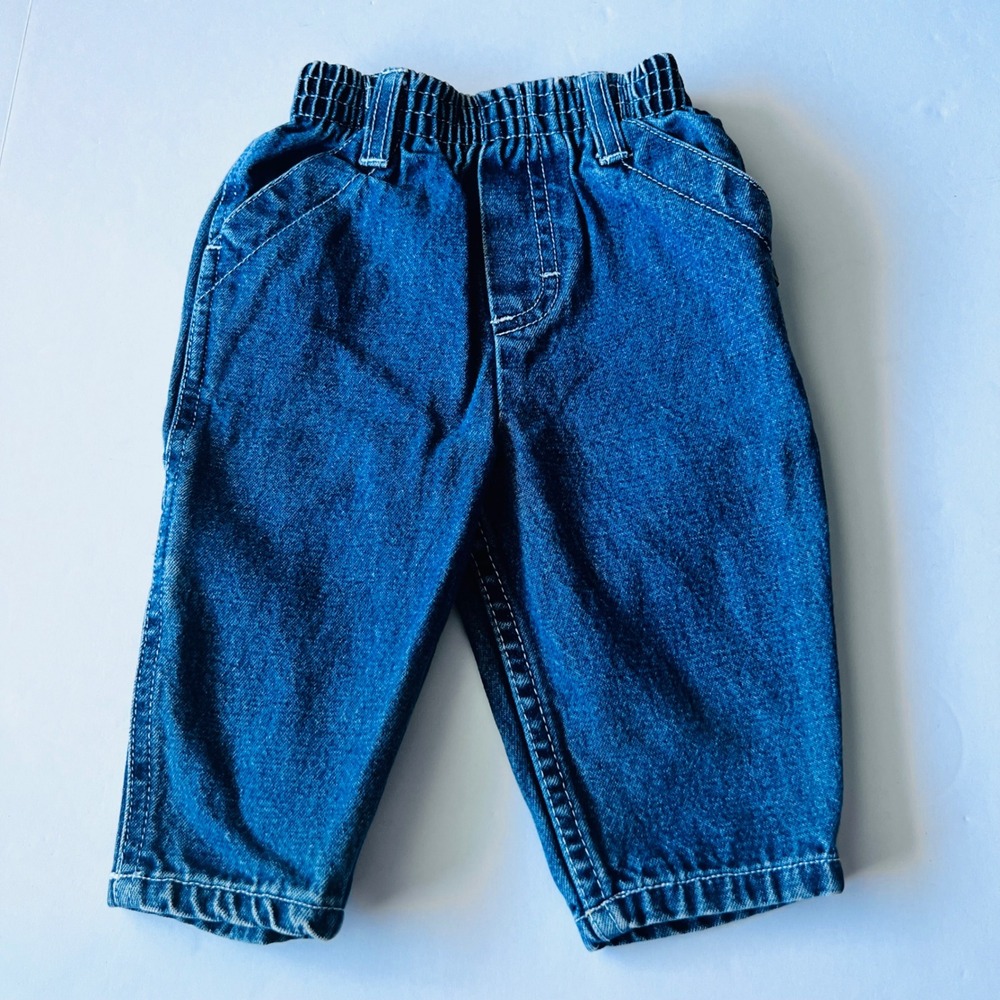 Vintage Sesame Street Denim Jeans 3-6M Carpenter Baby Pants Cotton